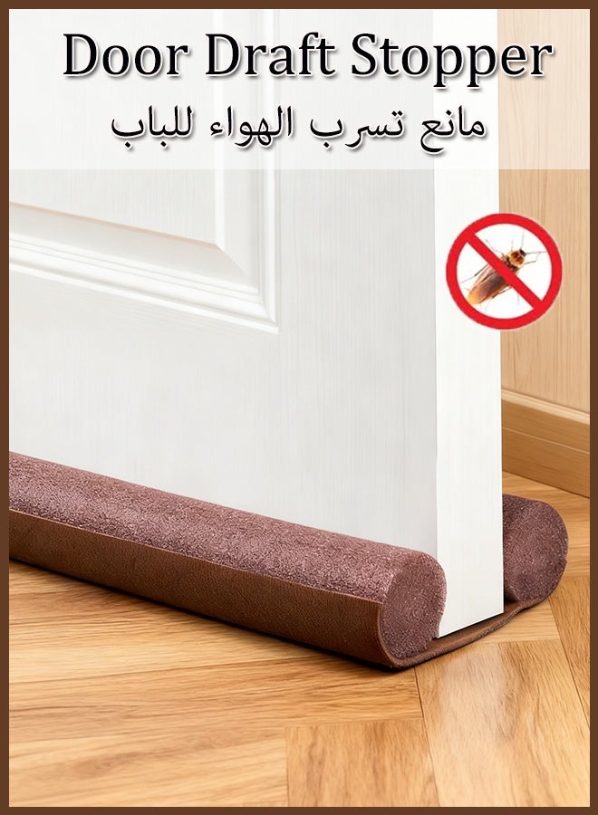 Door Draft Stopper, Twin Door Draft Stopper for Bottom of Door - Adjustable Under Door Sweep, No Adhesive, Blocks Cold Air, Hot Air, Noise, Light & Bugs, Weather Stripping Gap Filler, Easy Install for Exterior & Interior Doors - Image 1
